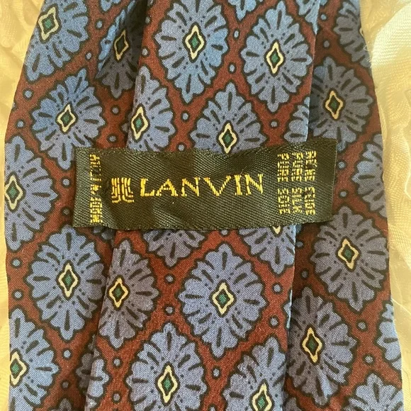 New Lanvin mens silk tie